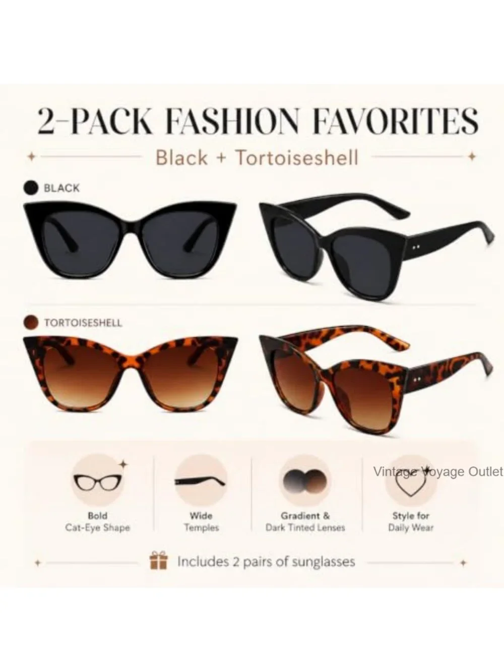 Retro Cat Eye Sunglasses for Women UV400 Protection Non-Polarized Vintage Style